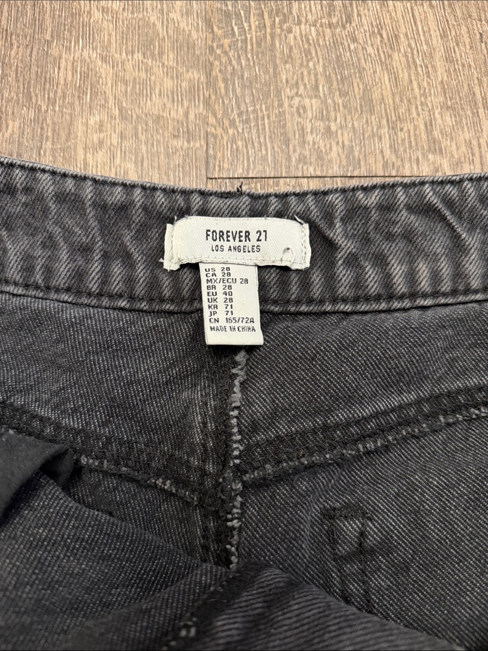Forever 21 Black Distressed Denim Jean Shorts - Picture 2 of 3